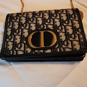 Christian Dior Oblique 30 Montaigne 2-In-1 Pouch Blue